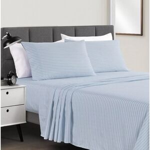 New Sunham Microfiber Blue Stripe 3pc Twin Sheet Set